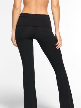 SKIMS Black Cotton Foldover Flare Leggings Sz XS